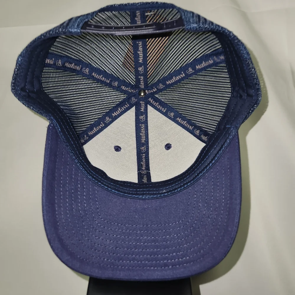 Compass Leather Patch Mesh Adjustable Navy Blue Snap Back Hat‎ New